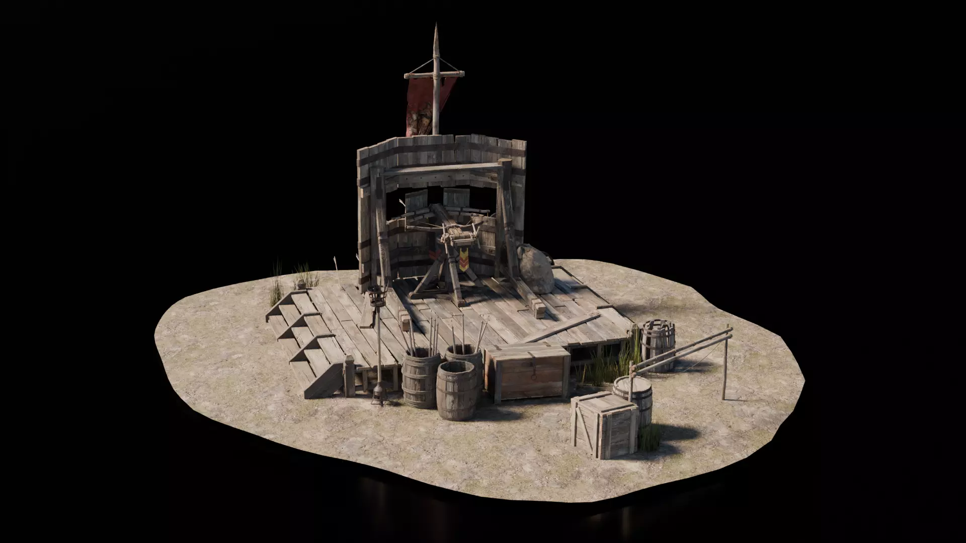 Ballista Medieval 3D model_1