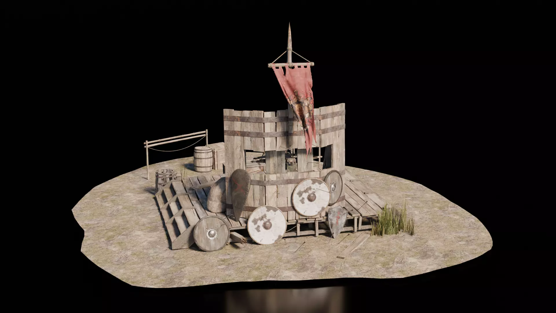 Ballista Medieval 3D model_0