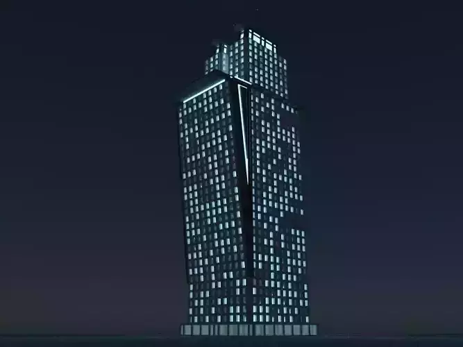 Skyscraper 3 at night 3D model