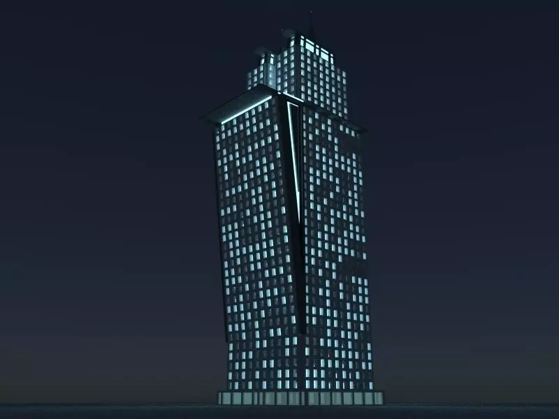 Skyscraper 3 at night 3D model_0