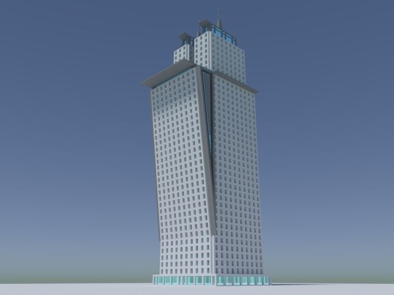 Skyscraper 3 at night 3D model_1