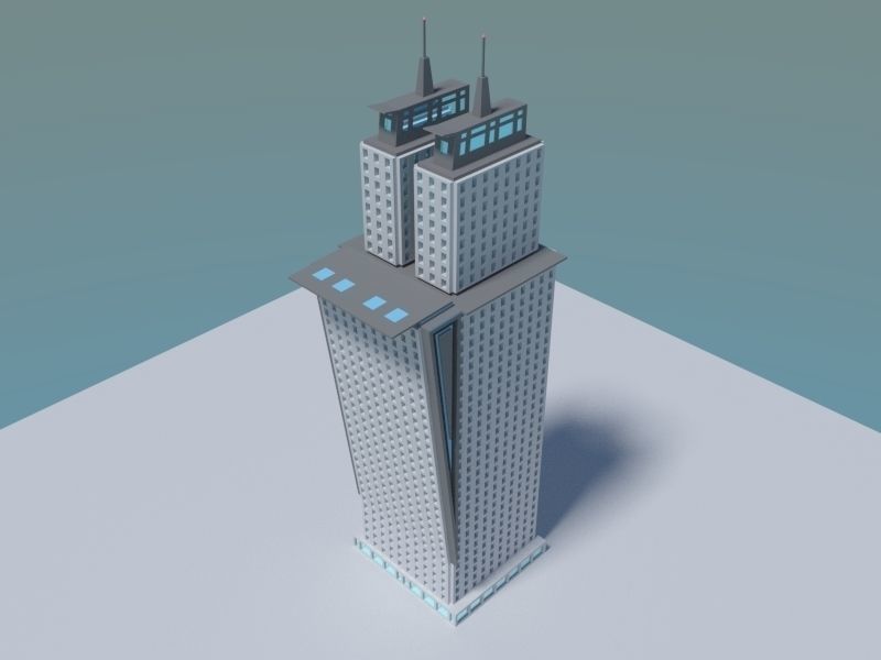 Skyscraper 3 at night 3D model_3