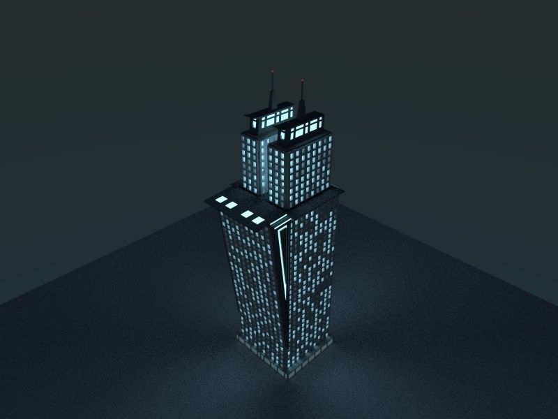 Skyscraper 3 at night 3D model_2