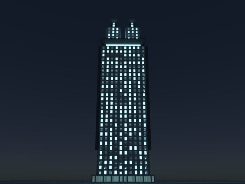 Skyscraper 3 at night 3D model_4