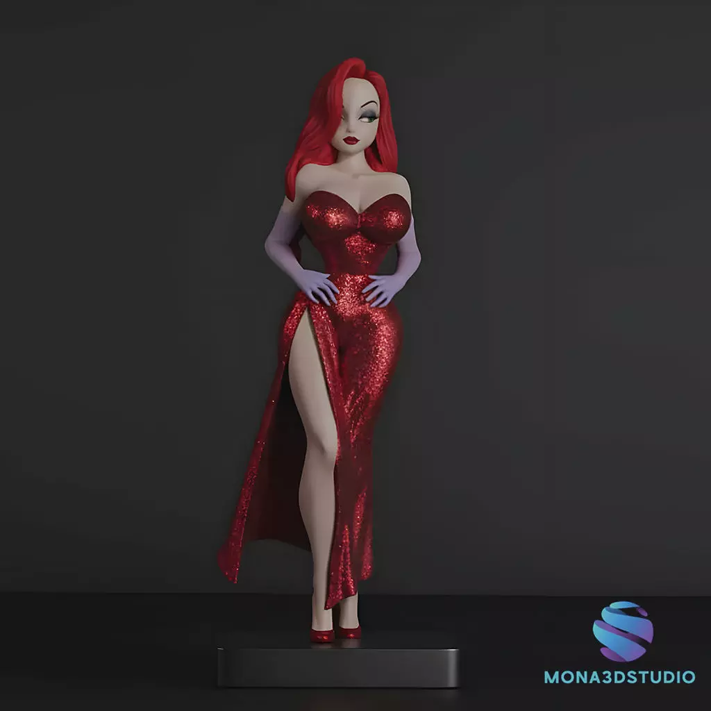 Jessica Rabbit 3D Print - Split Model-Base -Lower - Upper Part 3D print model