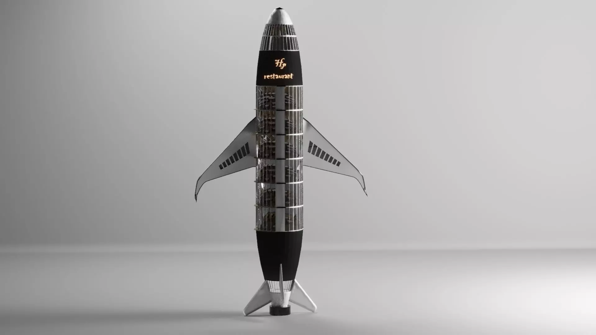 Airplane restaurant Low-poly 3D model_3