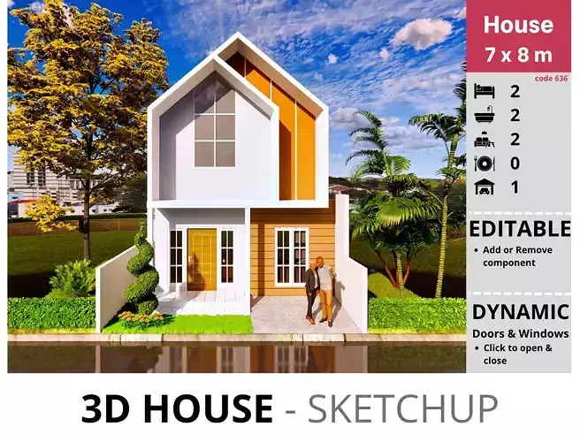 House 7x8m code 636 - Sketchup 3D model 3D model