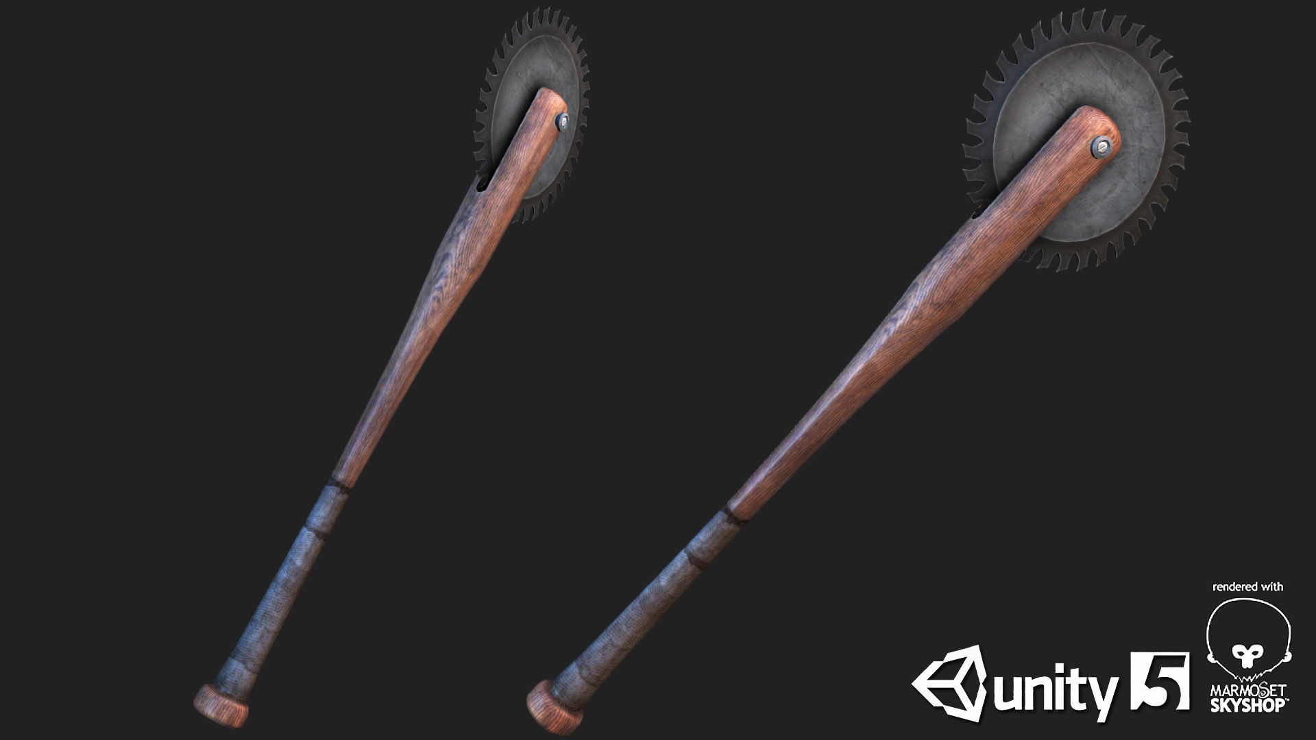 Baseball Bat Weapon 02 Low-poly 3D model_2