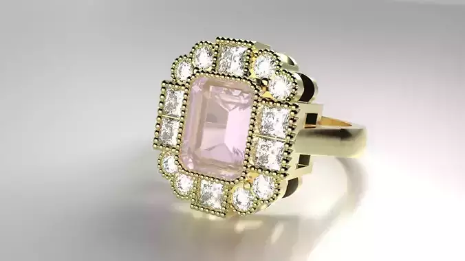 Vintage Emerald Cut Halo Ring
