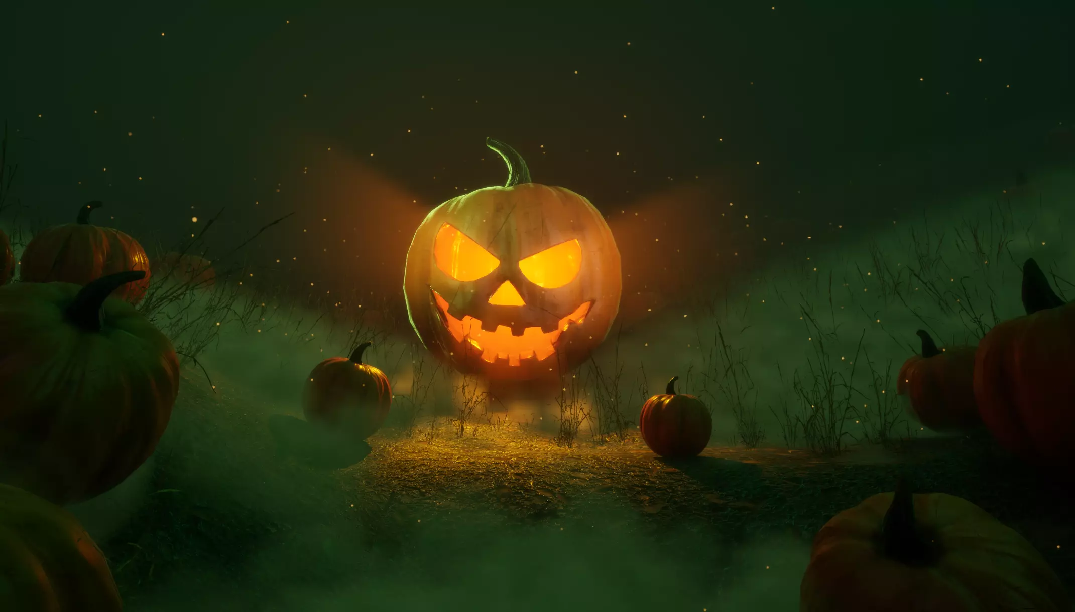 Jack O Lantern 3D Model with PBR Textures and Rig Ready Topology Low-poly 3D model_5