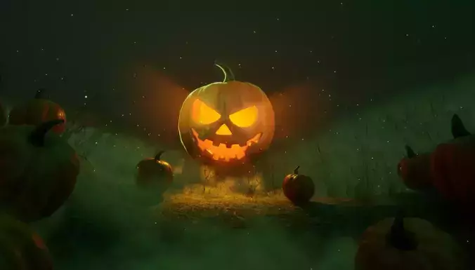 Jack O Lantern 3D Model with PBR Textures and Rig Ready Topology Low-poly 3D model 6