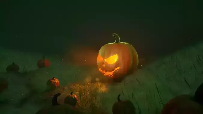 Jack O Lantern 3D Model with PBR Textures and Rig Ready Topology Low-poly 3D model 7
