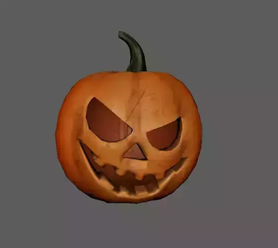 Jack O Lantern 3D Model with PBR Textures and Rig Ready Topology Low-poly 3D model 2