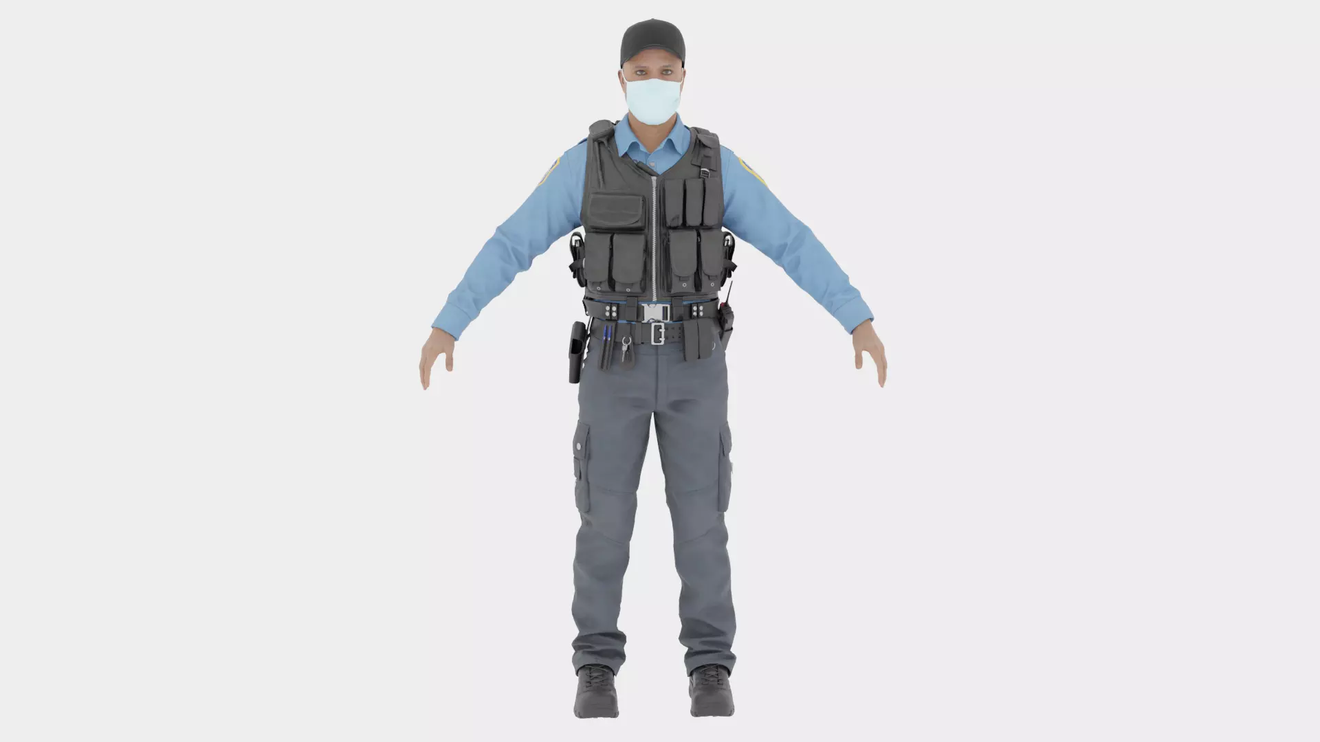 Police Male Fully  Rigged 3D Character Model 3D model_1