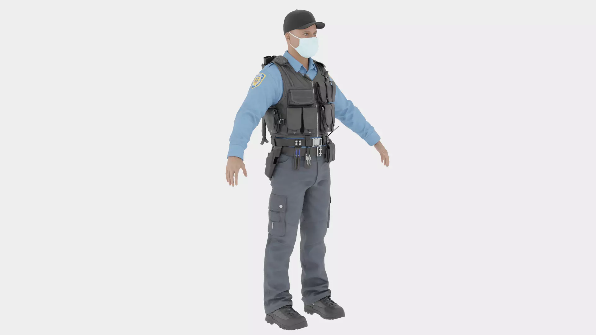 Police Male Fully  Rigged 3D Character Model 3D model_2