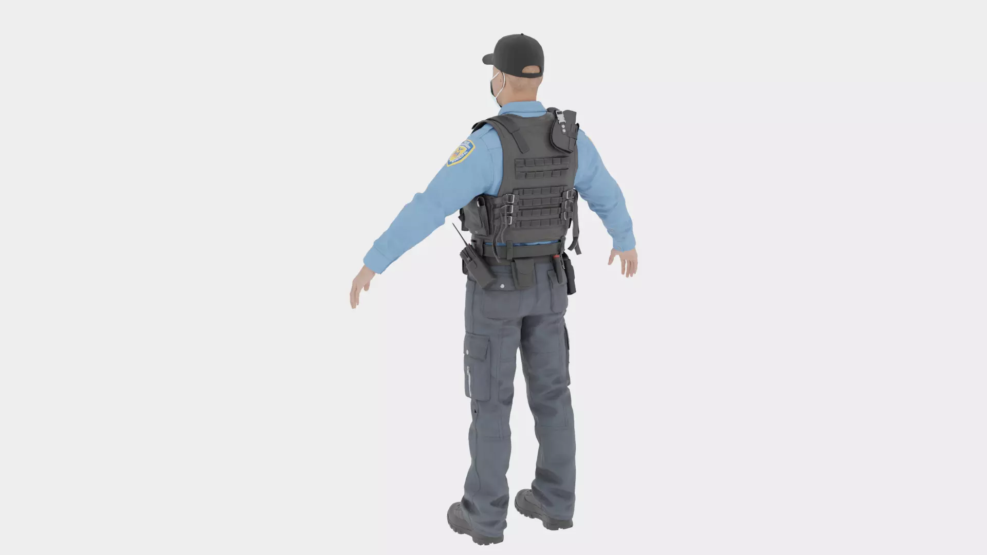 Police Male Fully  Rigged 3D Character Model 3D model_5