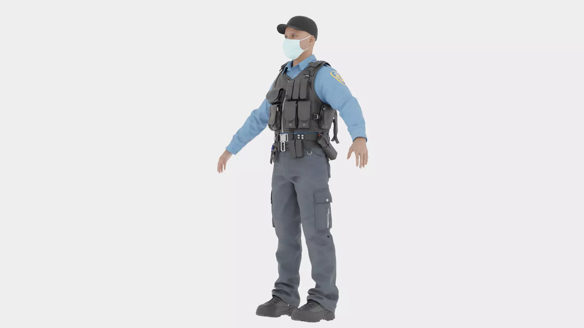Police Male Fully  Rigged 3D Character Model 3D model_6