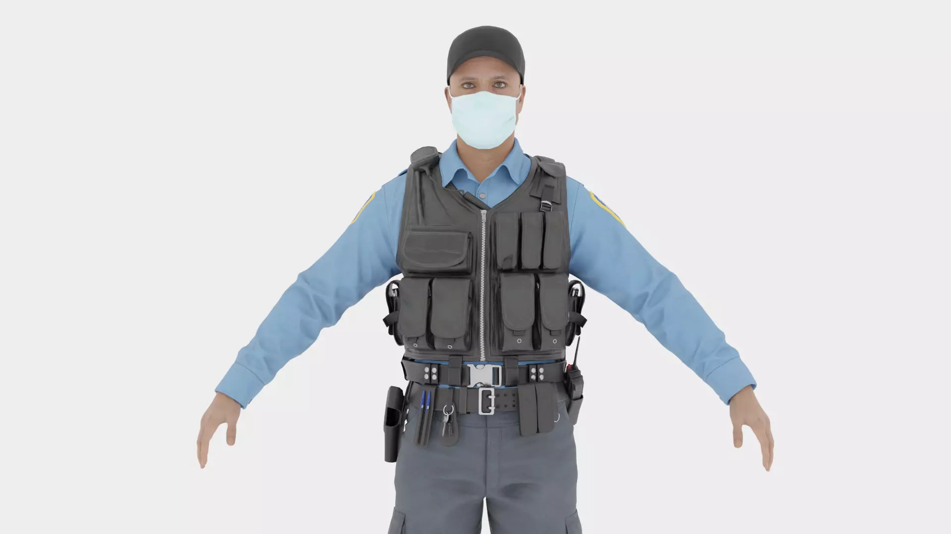 Police Male Fully  Rigged 3D Character Model 3D model_7