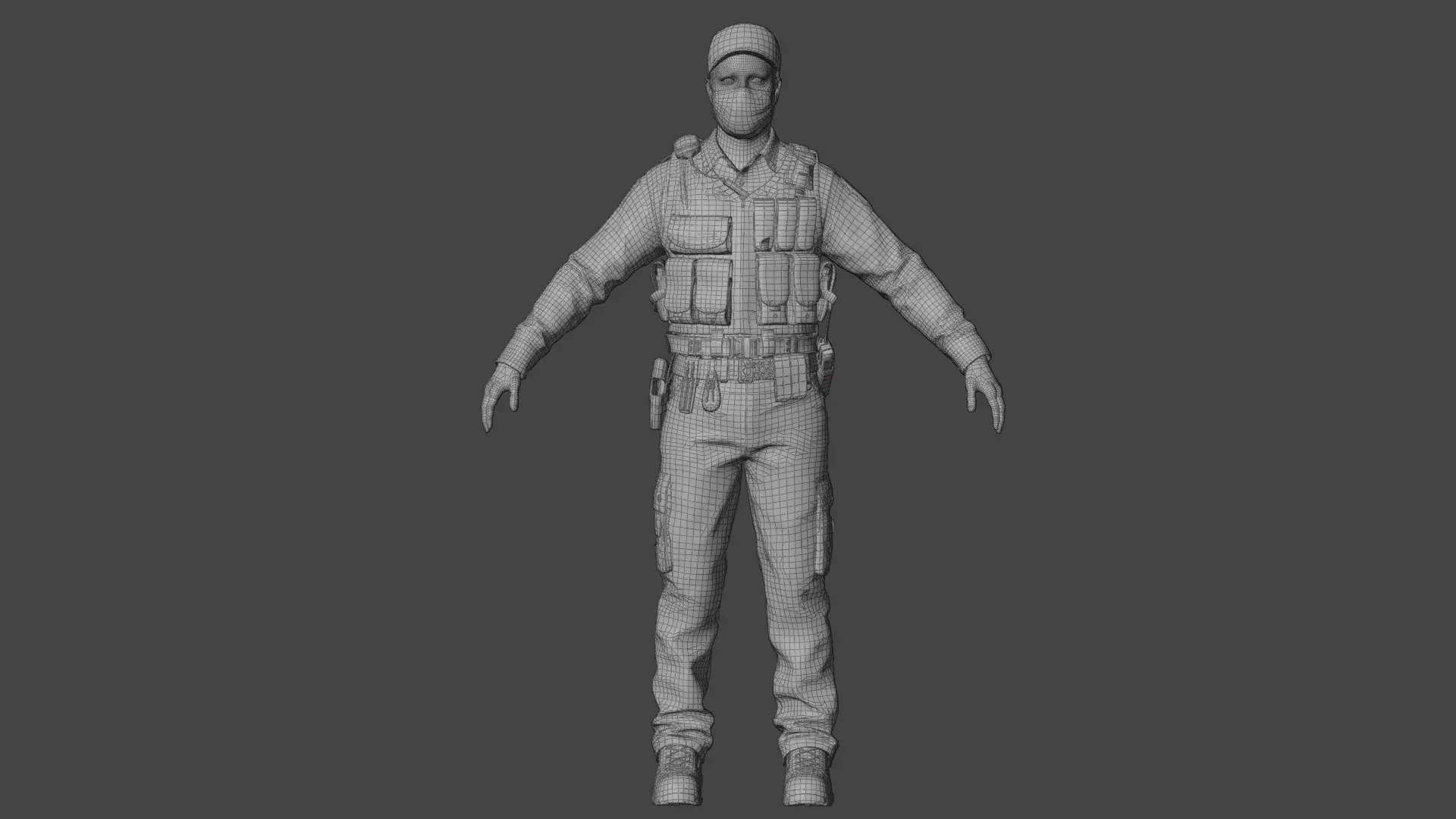 Police Male Fully  Rigged 3D Character Model 3D model_10