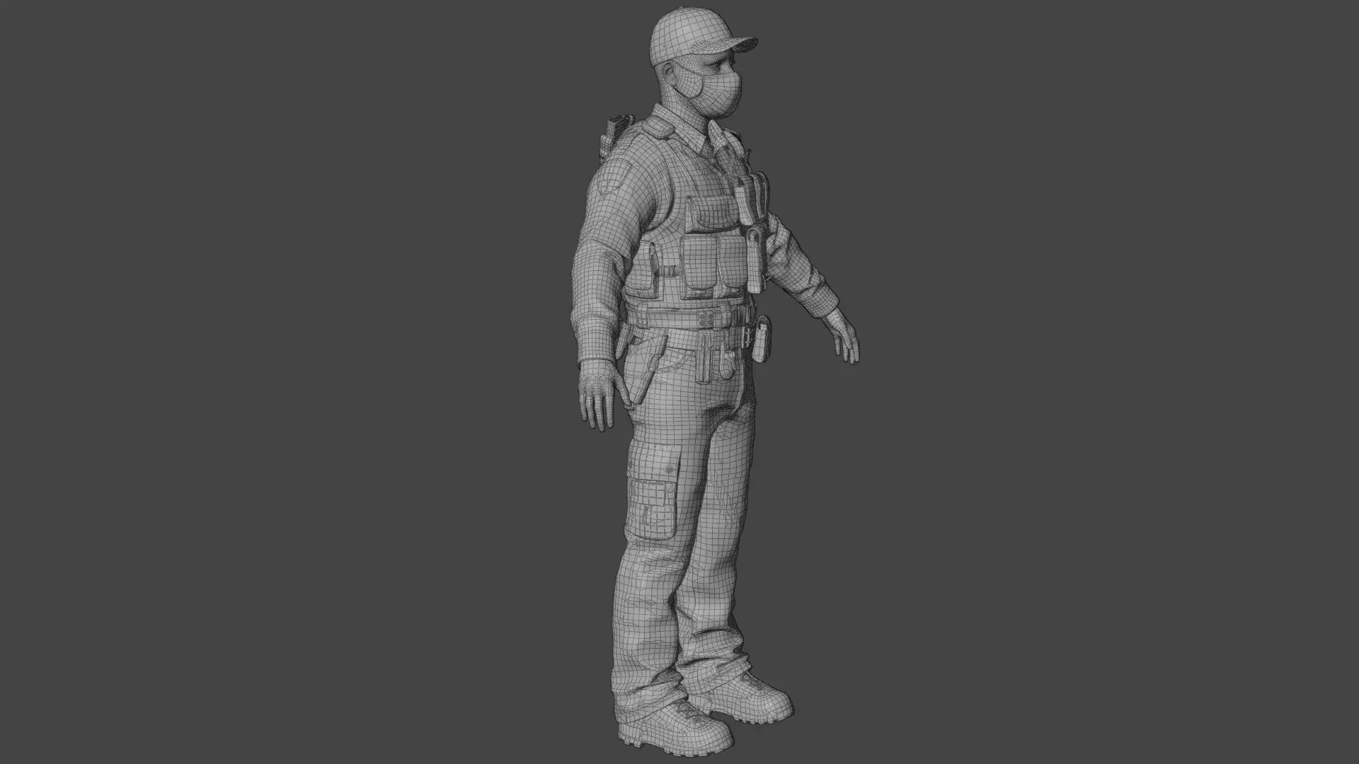 Police Male Fully  Rigged 3D Character Model 3D model_11