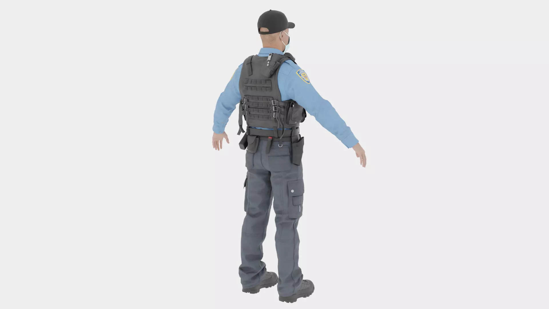 Police Male Fully  Rigged 3D Character Model 3D model_4