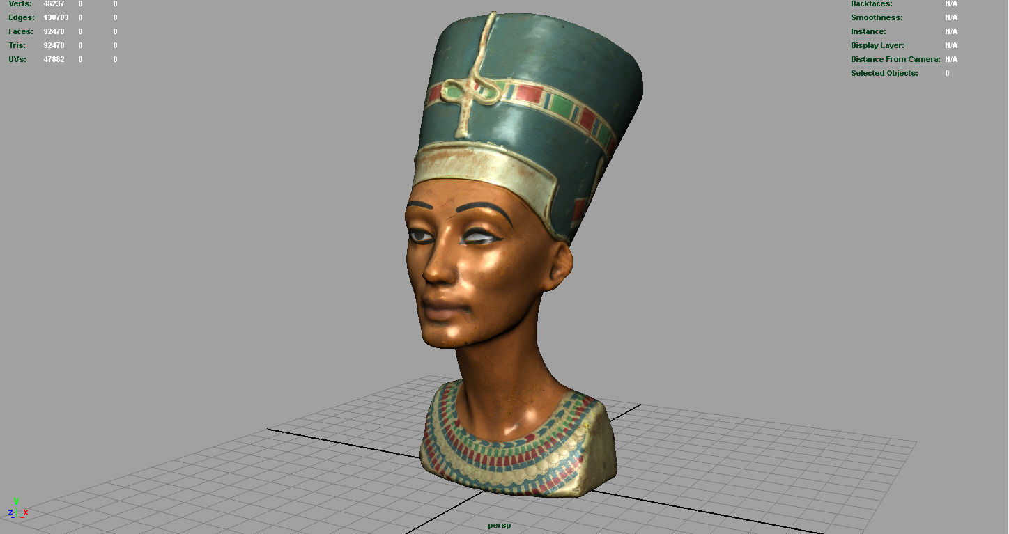 Bust of Queen Nefertiti Low-poly 3D model_7
