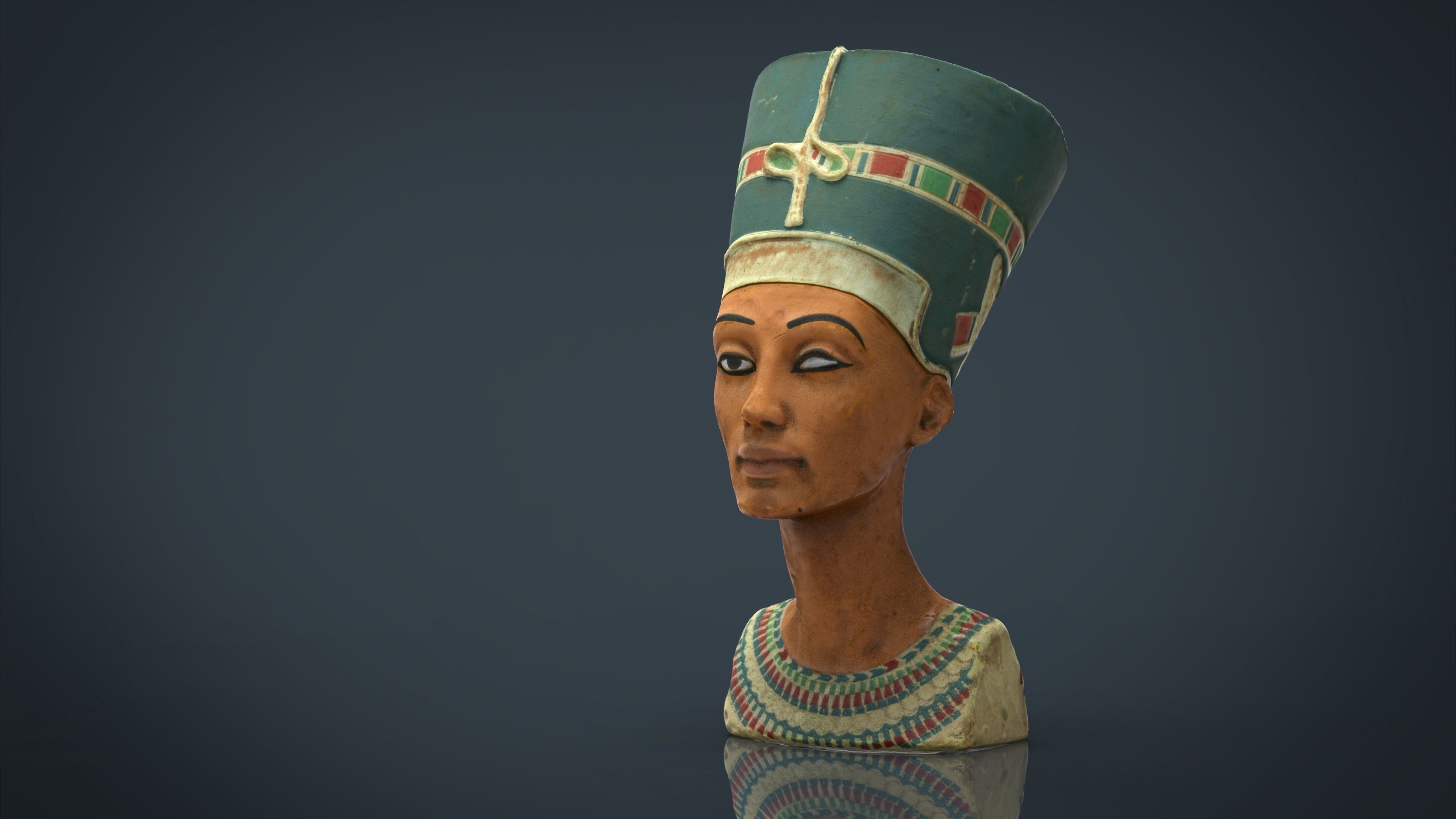 Bust of Queen Nefertiti Low-poly 3D model_4