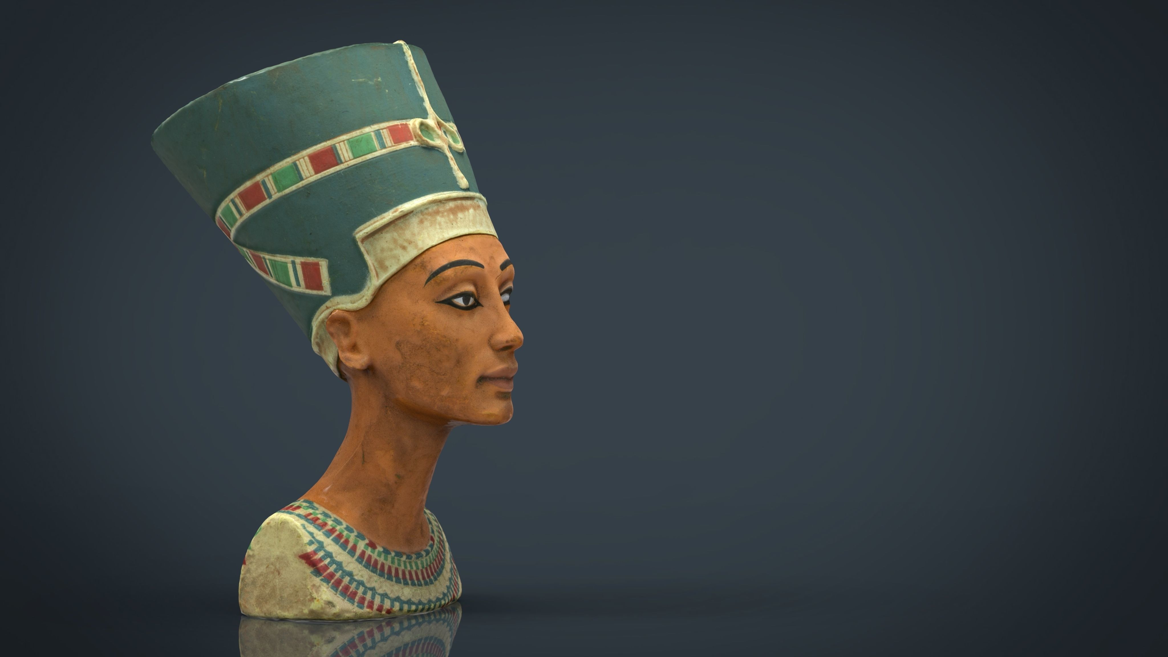 Bust of Queen Nefertiti Low-poly 3D model_3