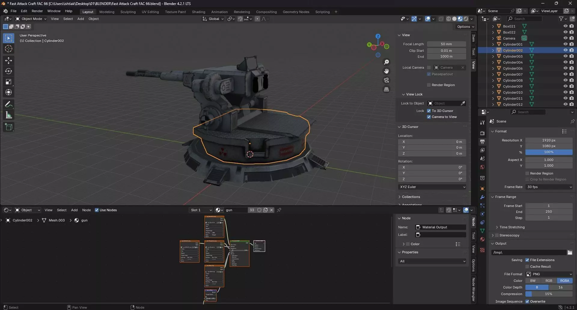 TURRET WEAPON GUN LOW POLY Low-poly 3D model_7