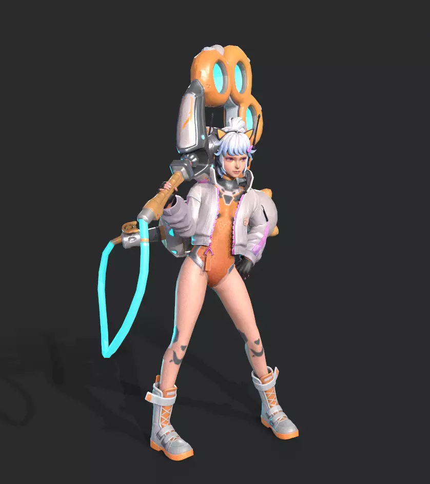 E-sports girl Low-poly 3D model_3