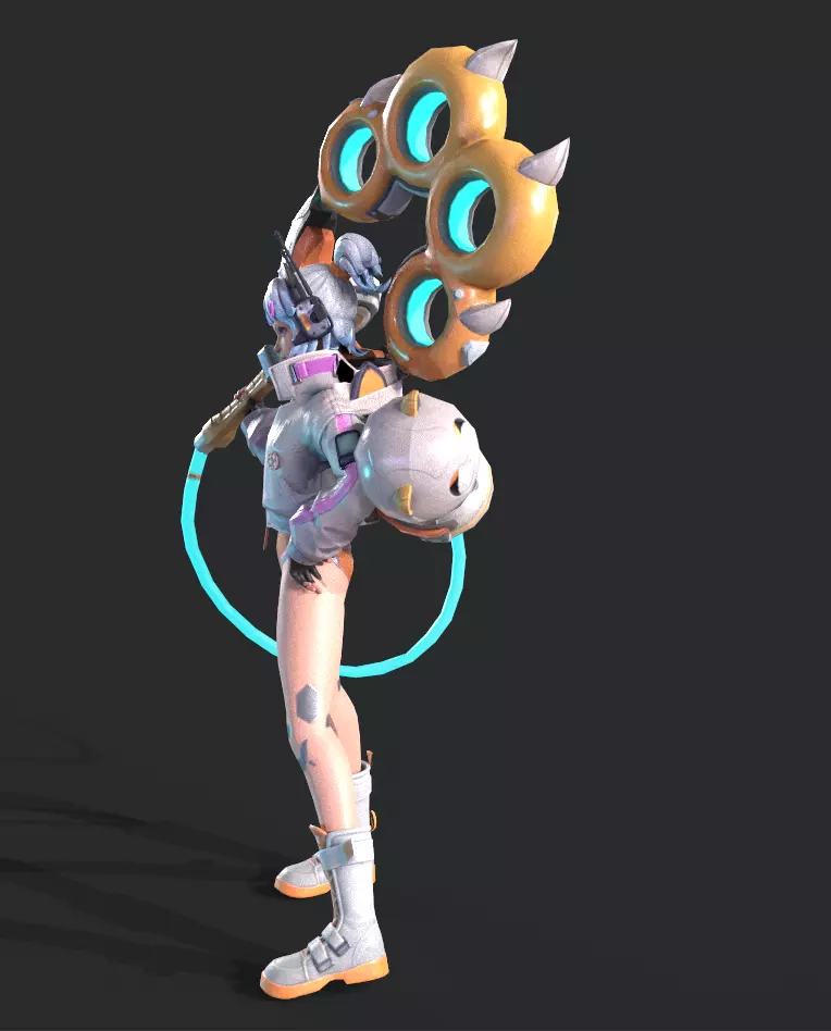 E-sports girl Low-poly 3D model_9
