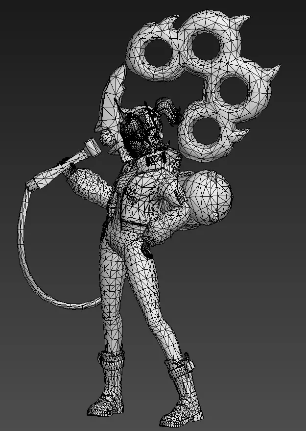 E-sports girl Low-poly 3D model_21