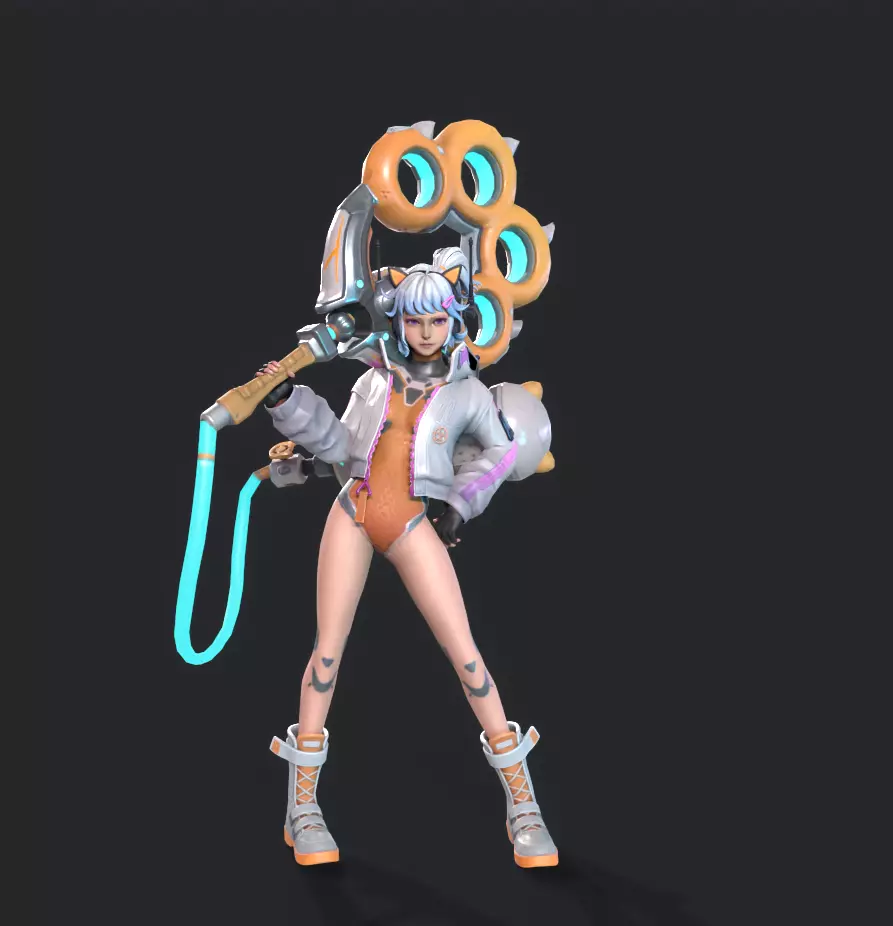 E-sports girl Low-poly 3D model_6
