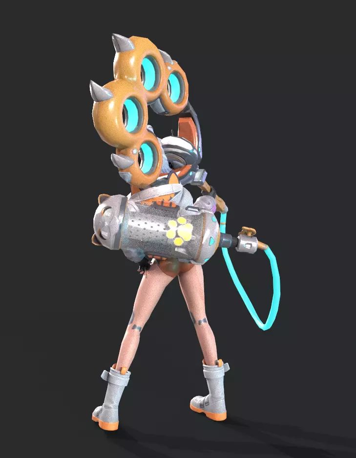 E-sports girl Low-poly 3D model_8