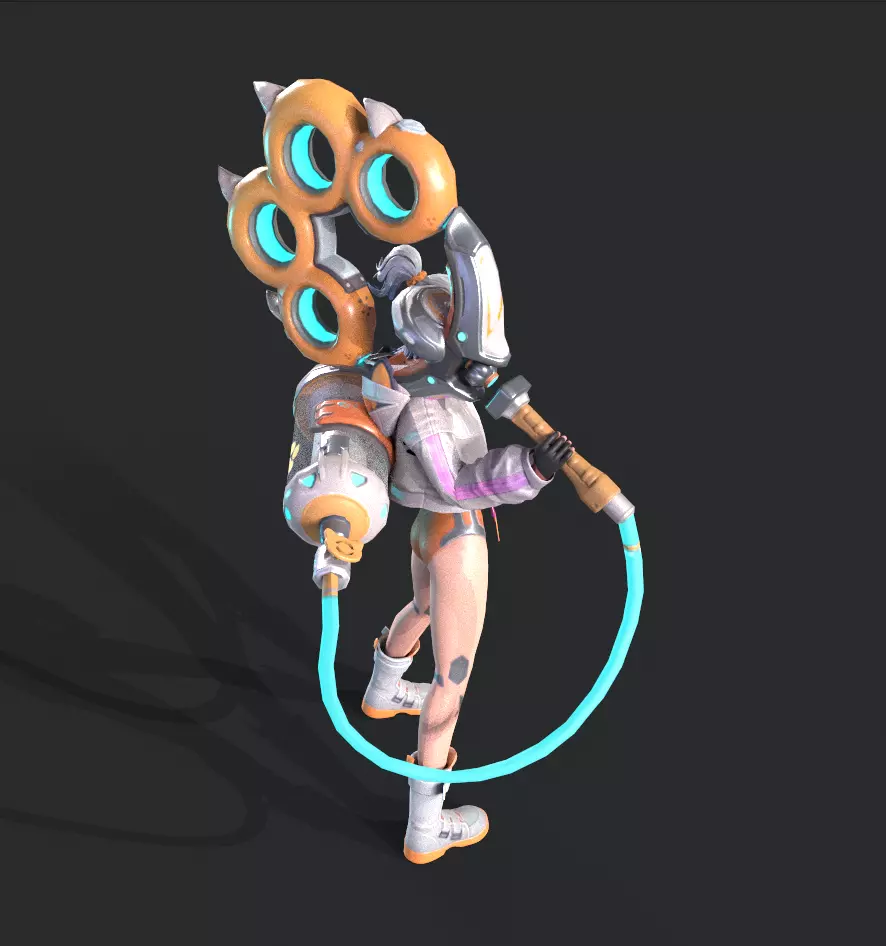 E-sports girl Low-poly 3D model_11