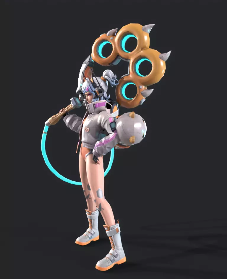 E-sports girl Low-poly 3D model_5