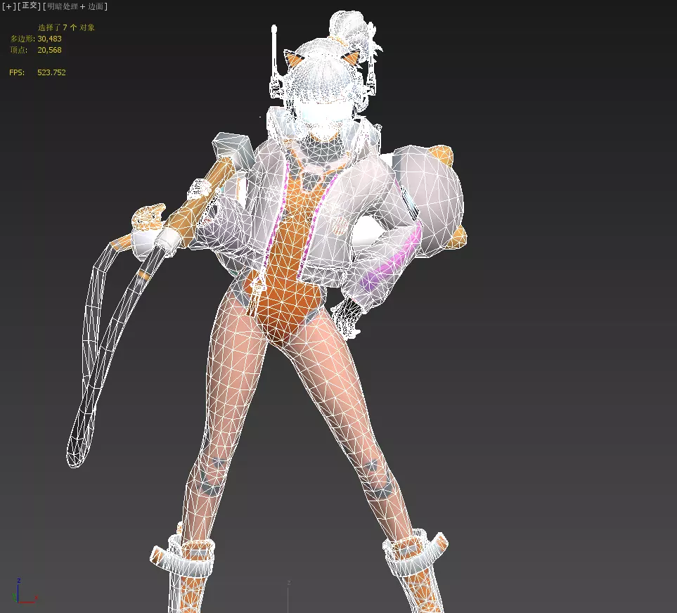 E-sports girl Low-poly 3D model_18