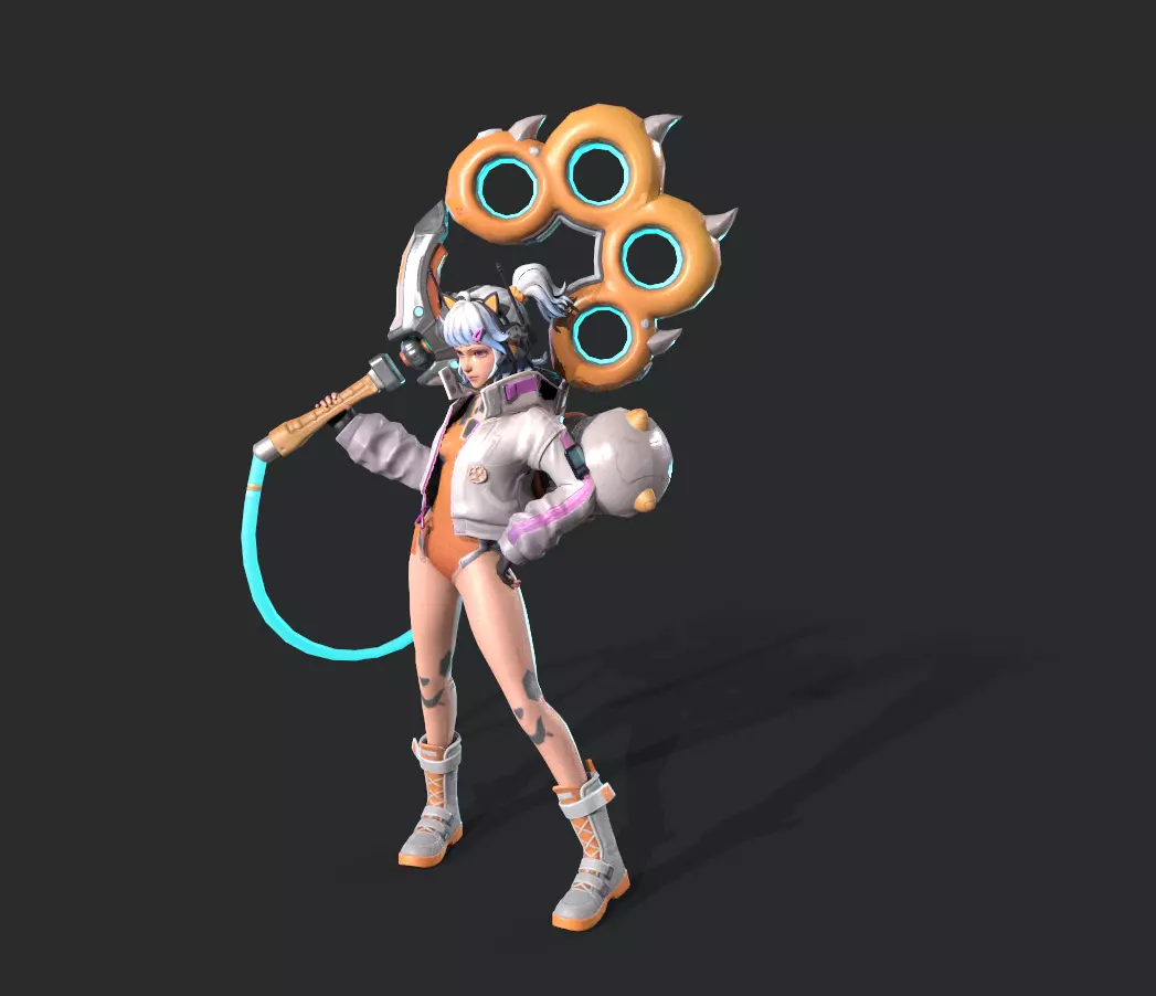 E-sports girl Low-poly 3D model_2
