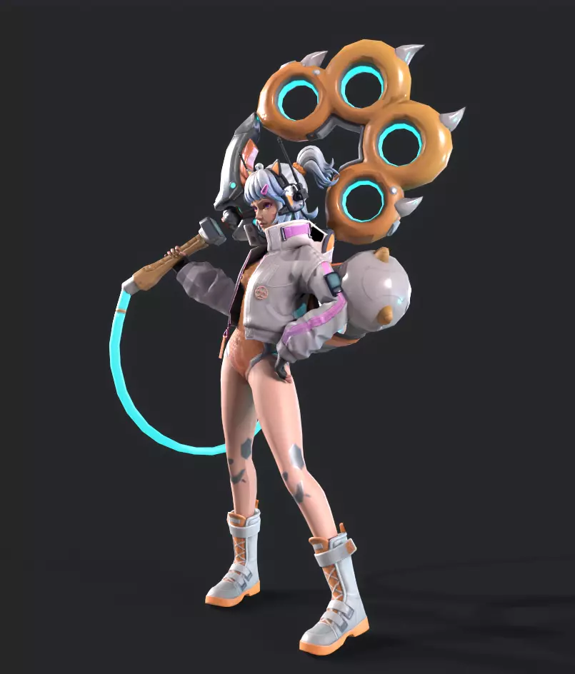 E-sports girl Low-poly 3D model_12