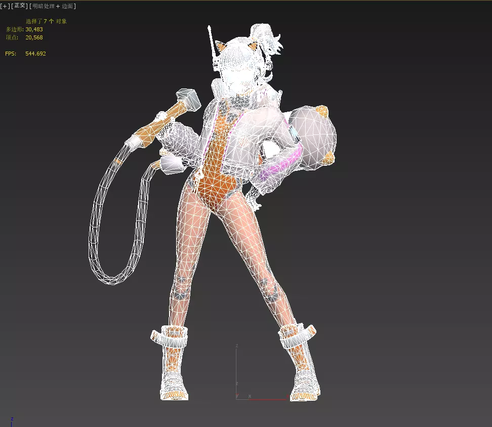 E-sports girl Low-poly 3D model_14