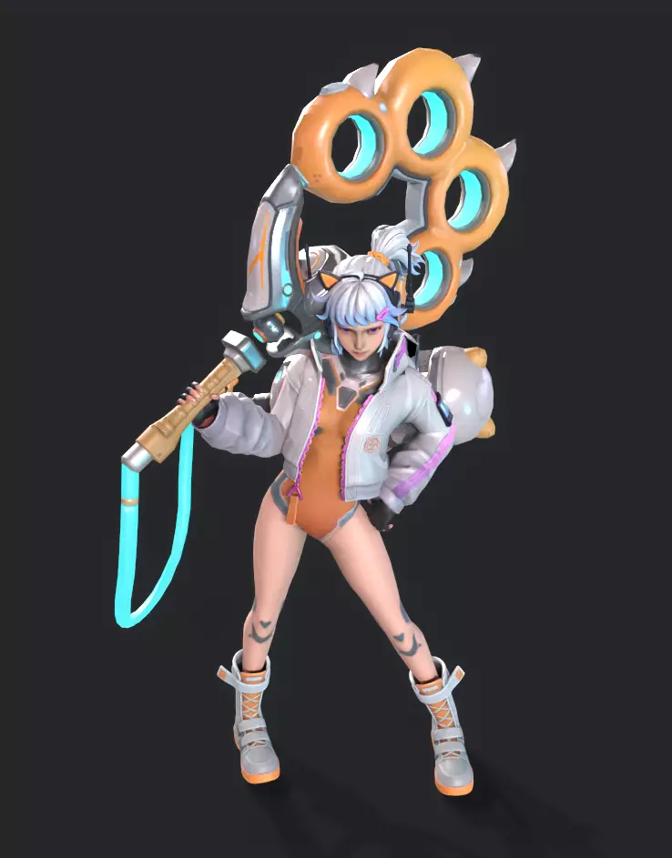 E-sports girl Low-poly 3D model_10
