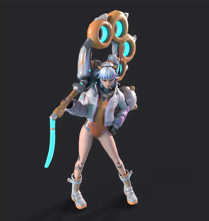 E-sports girl Low-poly 3D model_13