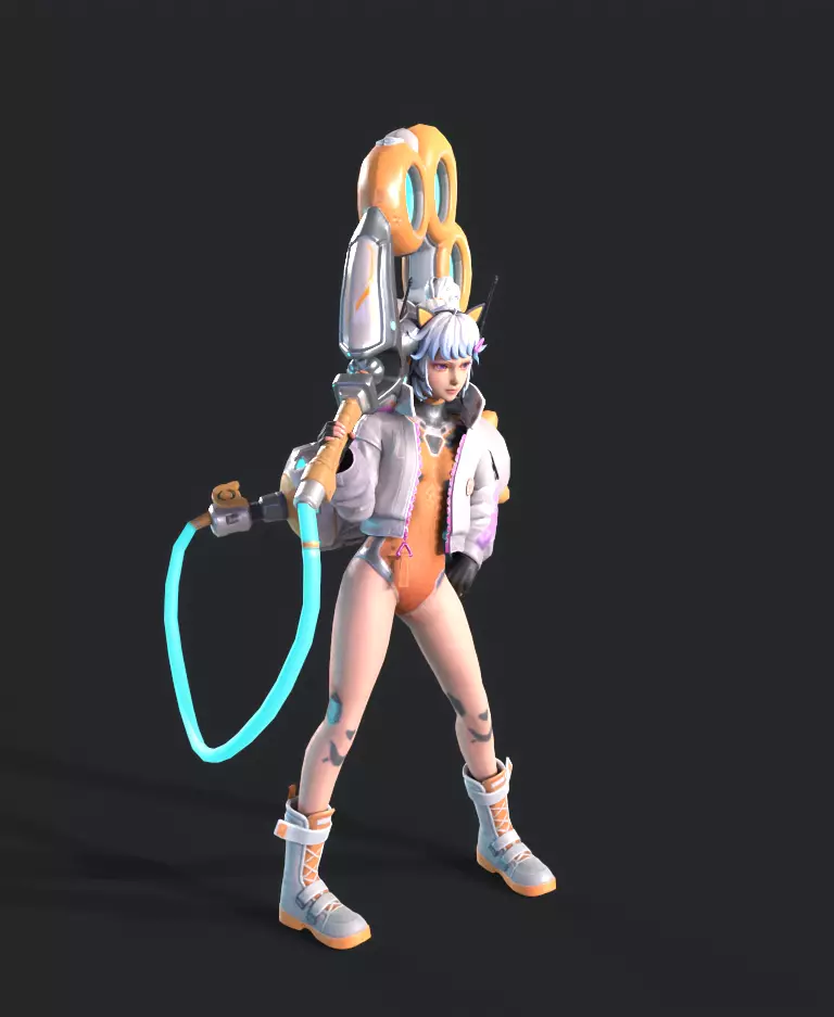 E-sports girl Low-poly 3D model_7