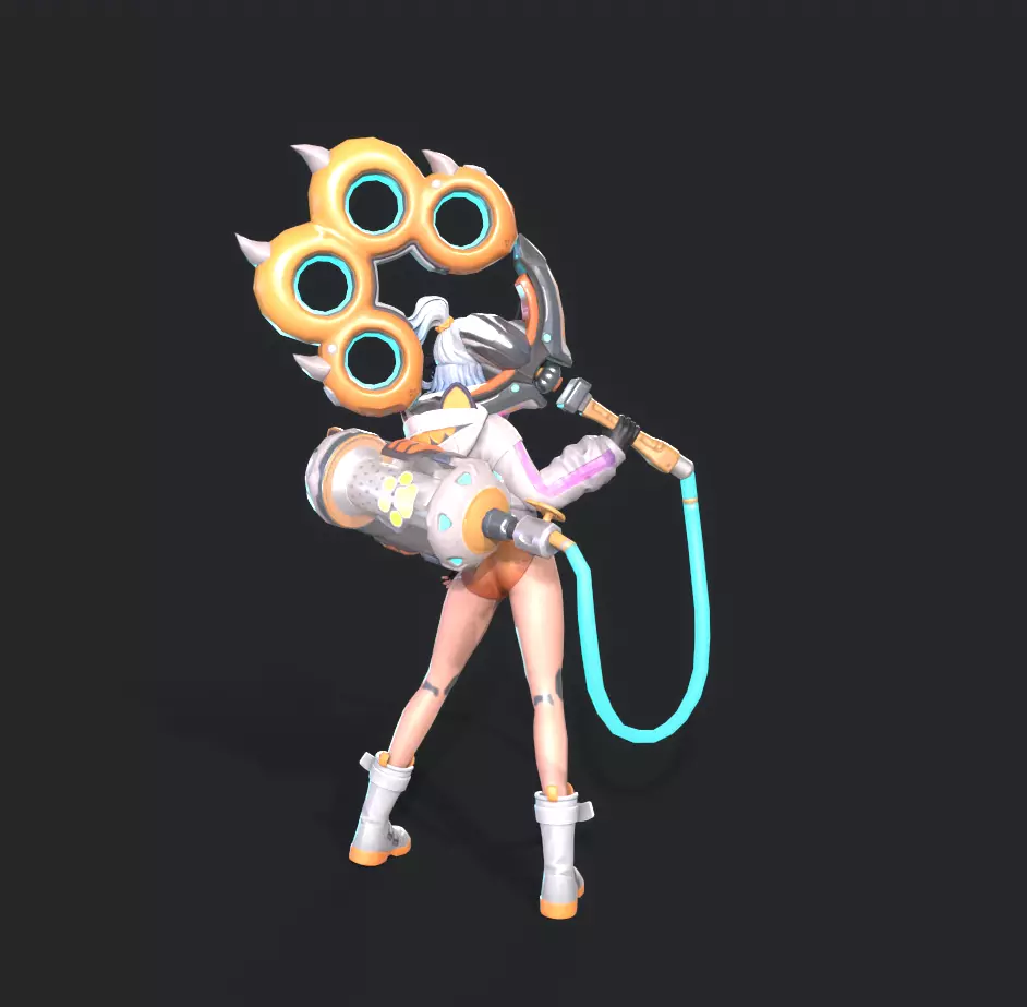 E-sports girl Low-poly 3D model_4