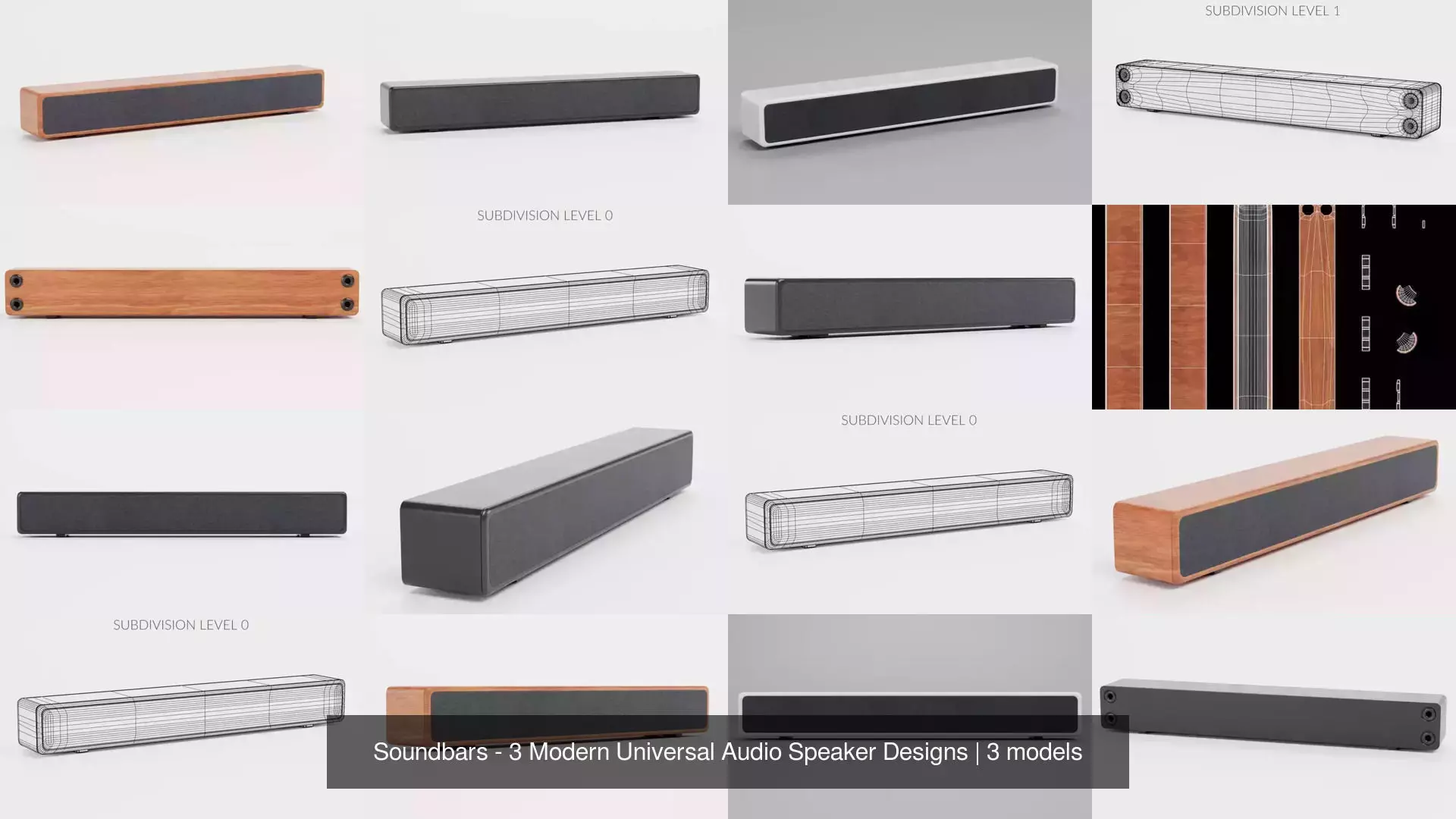 Soundbars - 3 Modern Universal Audio Speaker Designs 3D Model Collection_1