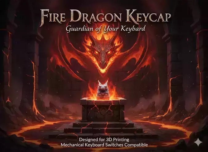 Roaring Fire Dragon Artisan Keycap for Mechanical Keyboards 3D print model Roaring Fire Dragon Artisan Keycap for Mechanical Keyboards 3D print model