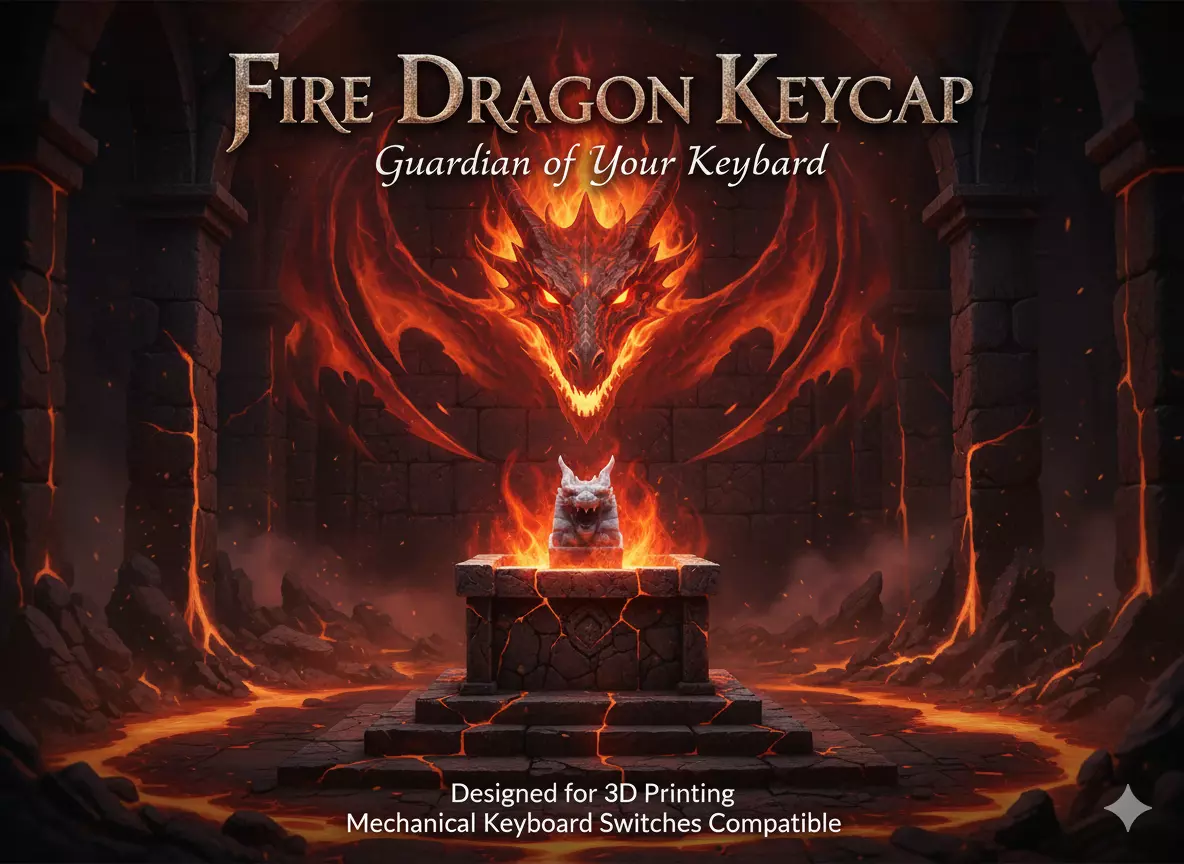 Roaring Fire Dragon Artisan Keycap for Mechanical Keyboards 3D print model_0