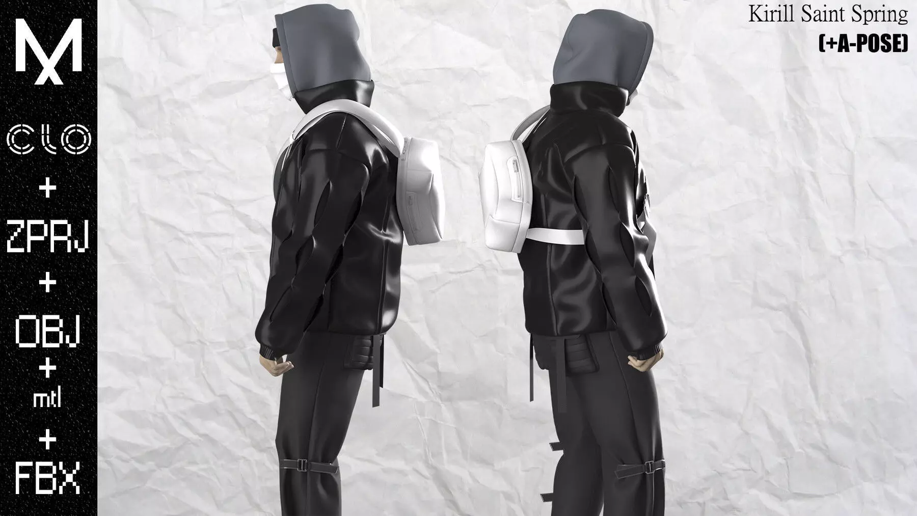 Urban Outfit Male Marvelous designer Clo3d OBJ mtl FBX ZPRJ 3D model_3