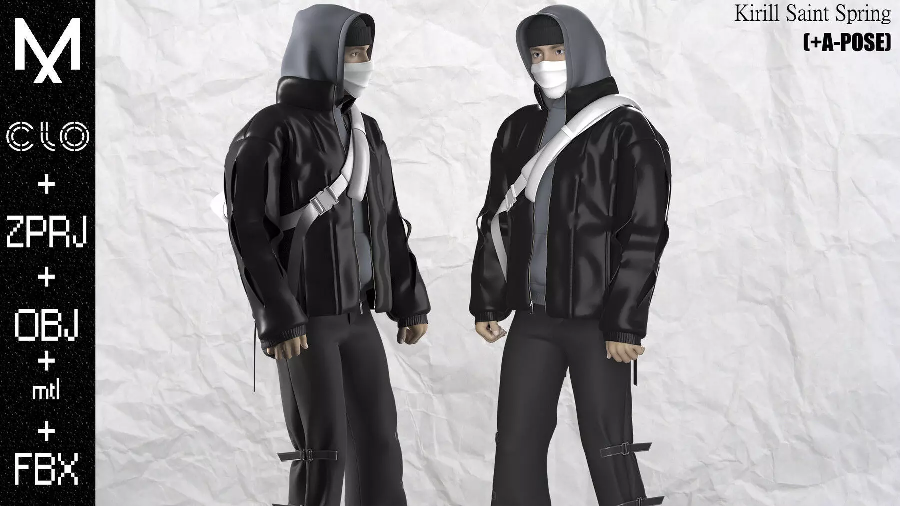Urban Outfit Male Marvelous designer Clo3d OBJ mtl FBX ZPRJ 3D model_2