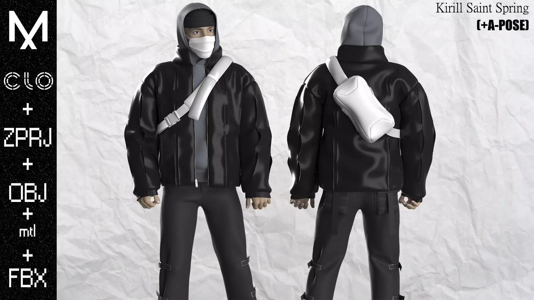 Urban Outfit Male Marvelous designer Clo3d OBJ mtl FBX ZPRJ 3D model_0